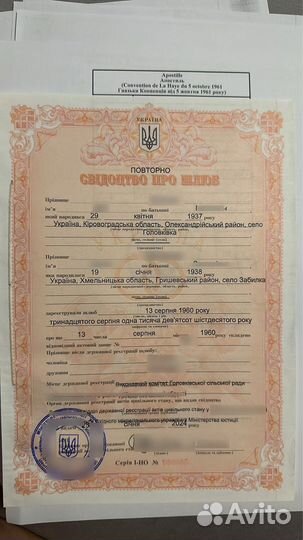 Повторное Свидетельство о рождении Украины