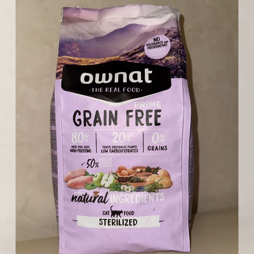 Сухой корм для кошек Ownat Grain Free 1кг