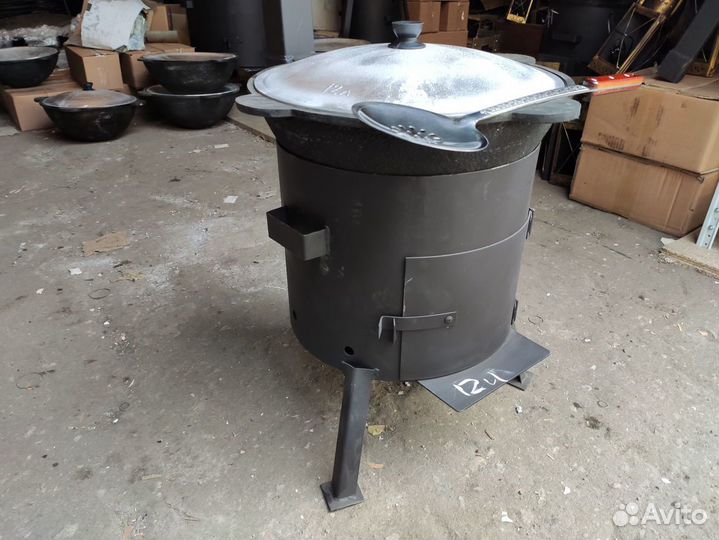 Казан 12 литров с печью труба/дверца/шумовка