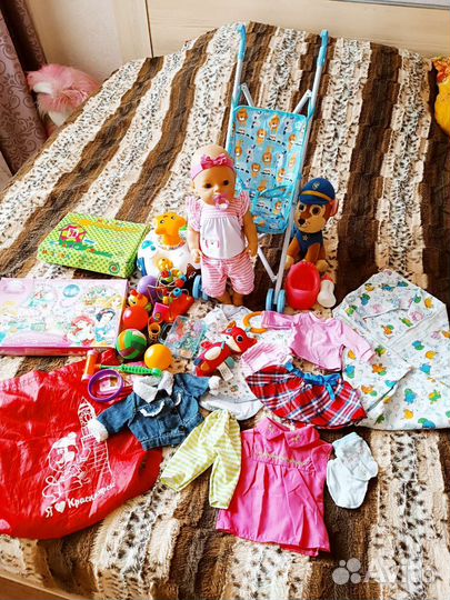 Кукла пупс Беби борн 45 см с коляской и вещами