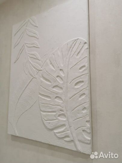 Картина текстурная объемная монстера