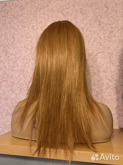 Парик с челкой рыжий прямой