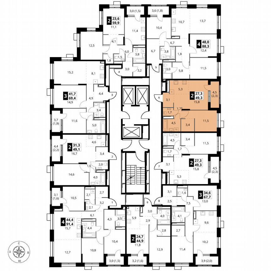 1-к. квартира, 49,3 м², 24/25 эт.