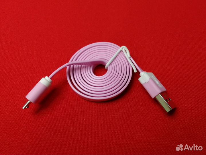 Плоский кабель Color USB-microUSB 1.0m USB-2.0 Pin