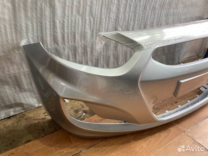 Бампер передний серебристый Hyundai Solaris 10-14