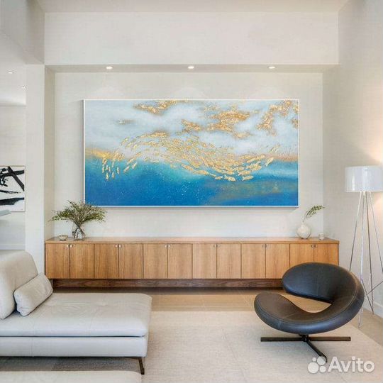 Картина на холсте маслом золотые рыбки