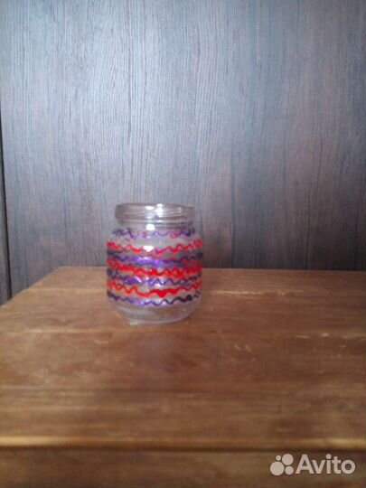 Разрисованная баночка для свечей, кистей и т. д