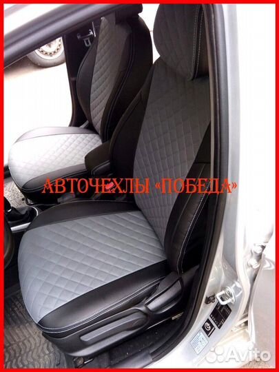 Чехлы Hyundai Solaris 1 Hb из экокожи чёрно-серые