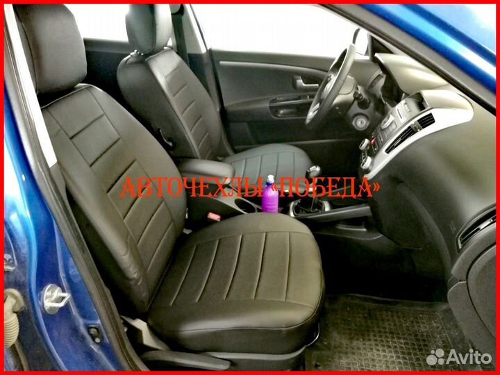 Чехлы Kia Ceed 2 из экокожи чёрные Классика