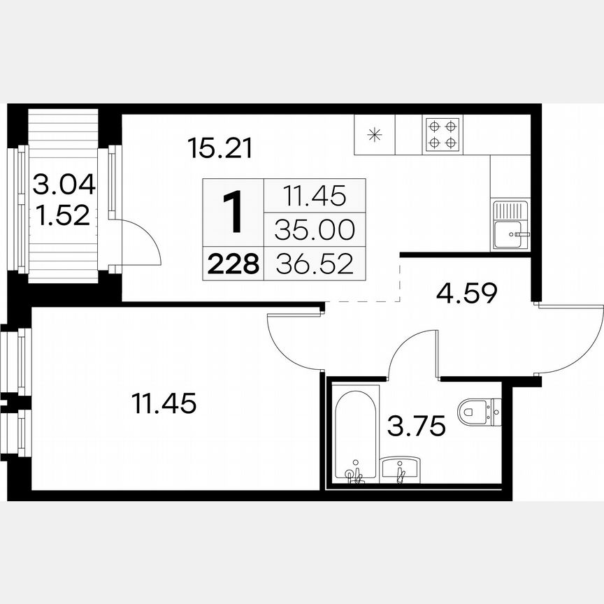 1-к. квартира, 36,5 м², 10/15 эт.