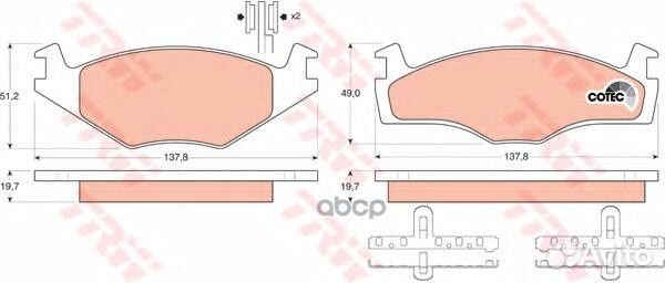 Колодки тормозные дисковые перед GDB454 TRW