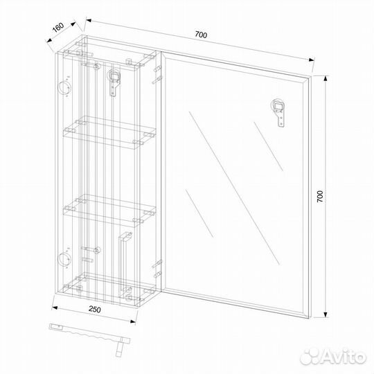 Зеркало-шкаф EVA gold Era 70 Монте белый