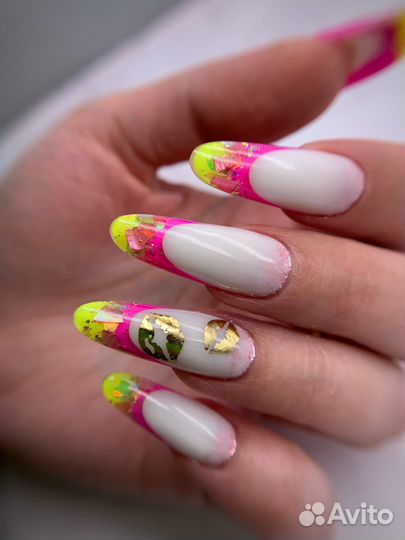 Арочное Наращивание ногтей выкладной френч