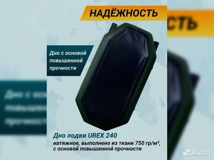 Лодка пвх надувная для рыбалки 240 см urex 240