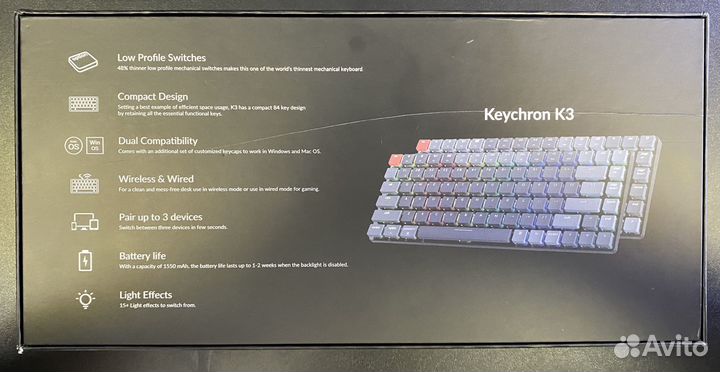 Клавиатура Keychron K3 RGB Optical Blue Switch Dar