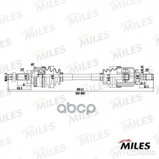 Привод в сборе левый nissan primera P11 1.6 96