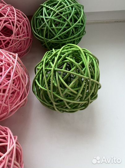 Ротанговые шарики / 16шт / D-8-10см