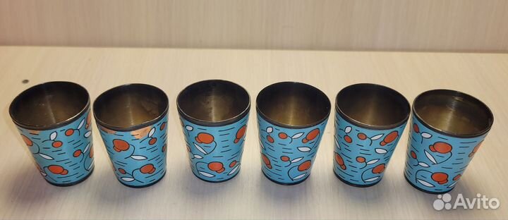 Набор рюмок 6шт. Березка Эмали Мельхиор СССР