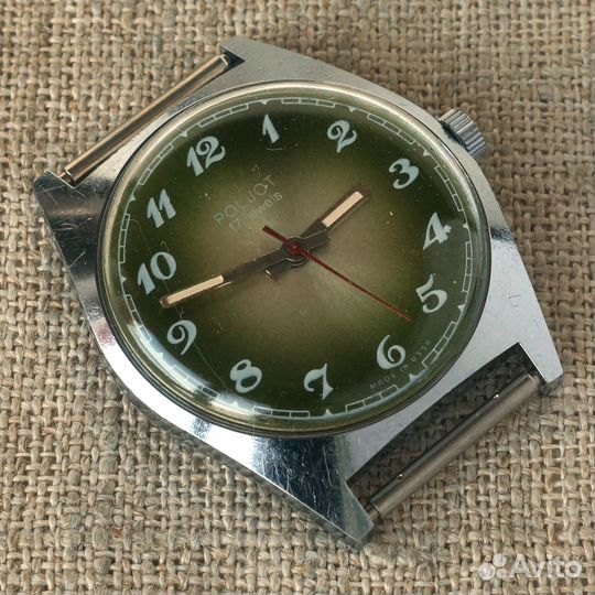 Часы Полет 2608 СССР зеленый циферблат 1980е