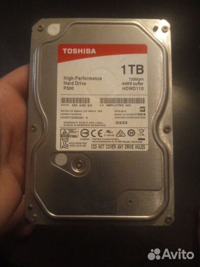 Жёсткий диск Toshiba P300 hdwd110uzsva, 1тб