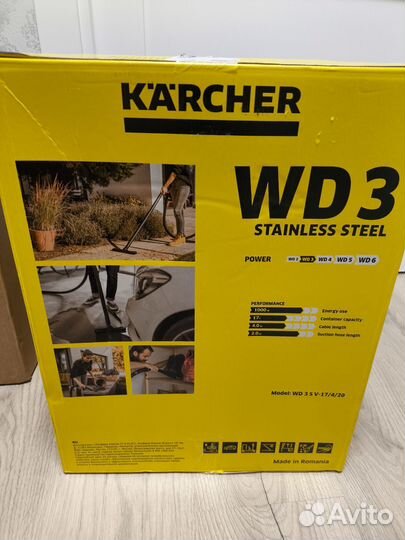 Новый Хозяйственный пылесос karcher WD 3 S, 1квт