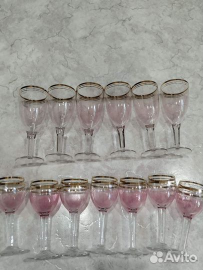 Фужер, рюмки из цветного стекла СССР