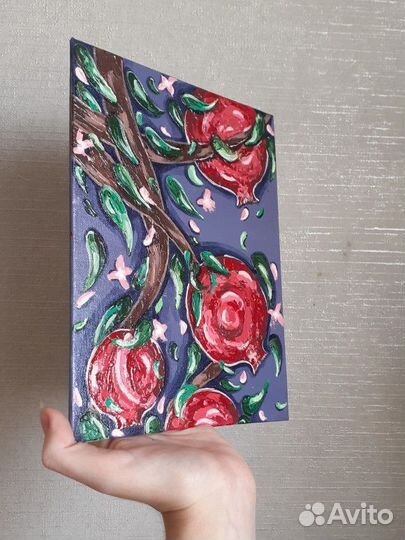 Картина абстрактные гранаты акрилом