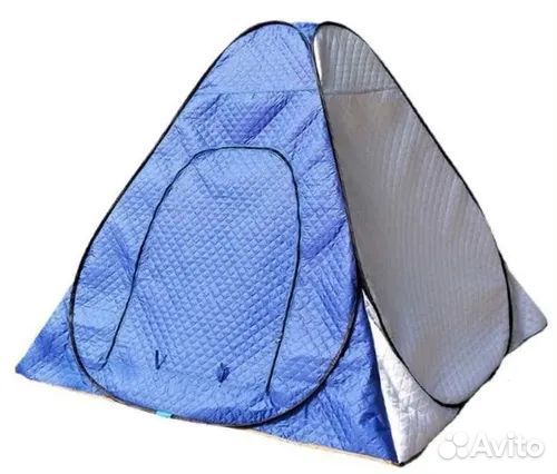 Палатка зимняя утепленная 240х240х170см бело-синий