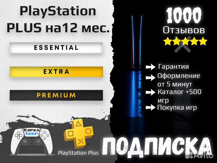 Подписка ps plus Essential 12 месяцев