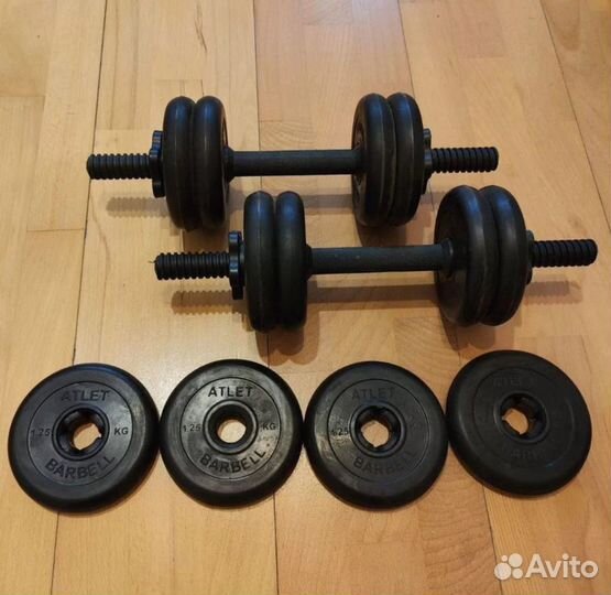 Прорезиненные гантели Atlet Barbell - 2 шт