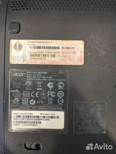 Ноутбук Acer Aspire One Ao722-C68Kk