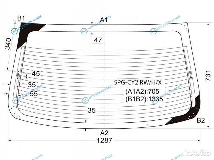 SPG-CY2 rwhx Стекло заднее с обогревом mitsubishi