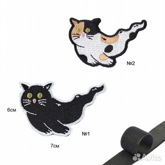 Шеврон нашивка Кот призрак (патч) на липучке (микс