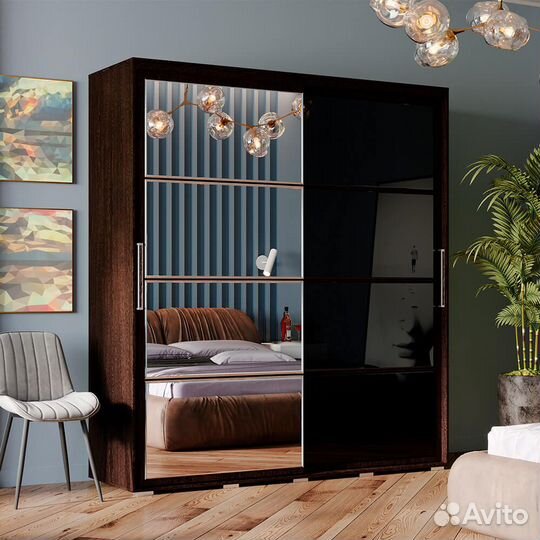 Шкаф-купе с зеркалом Крафт-6 Венге