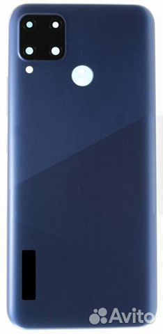 Задняя крышка для Realme C15 Синяя (со стеклом кам
