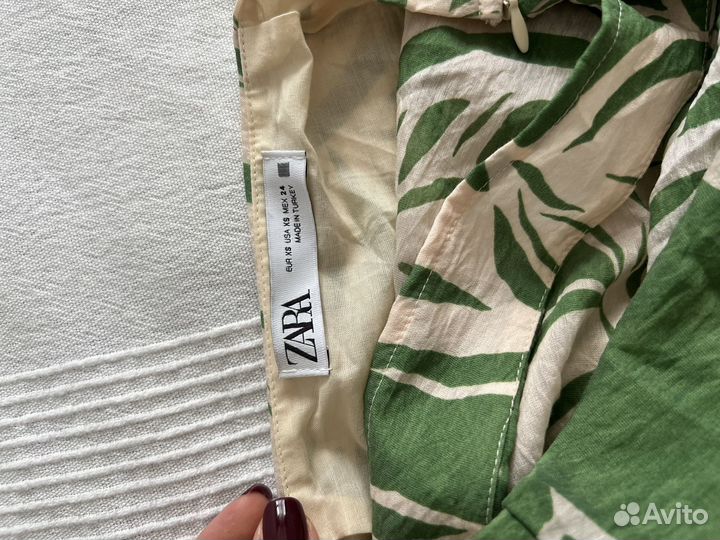 Юбка зеленая с белым узором летняя Zara XS