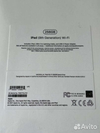iPad 9 10.2 (2021) Wi-Fi 256 Gb USA Не активирован