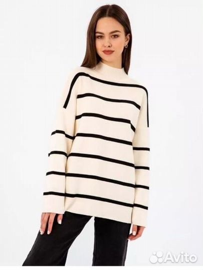 Новый джемпер оверсайз в полоску (44-48)