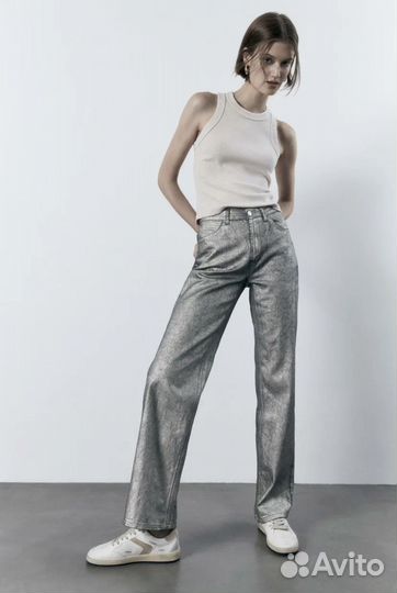 Джинсы lime с метализированным покрытием