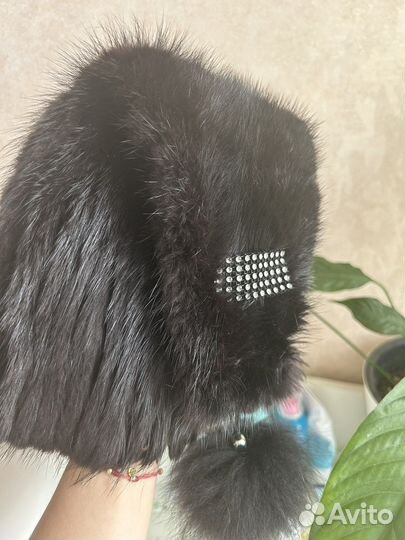 Шапка норковая черная