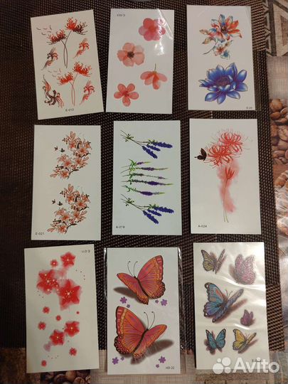 Временные тату наклейки переводилки. Новые