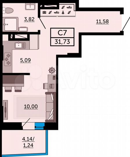 Квартира-студия, 31,6 м², 18/27 эт.