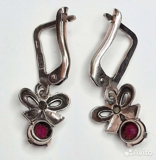 Серьги-бантики. Серебро 925пр(звезда)