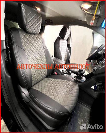 Чехлы Автопилот Hyundai Santa-Fe из экокожи Ромб