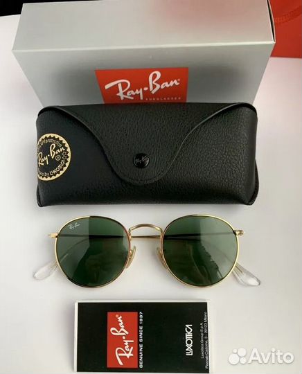 Очки ray ban round metal зеленые