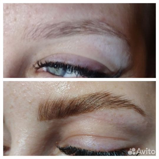 Наращивание ресниц, оформление бровей