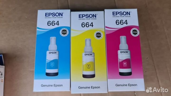 Чернила для принтера запечатаны оригинал epson 664