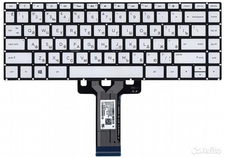 Клавиатура HP 14-bs016ur серебристая, с подсветкой