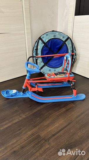 Снегокат с ручкой (ватрушка в подарок)