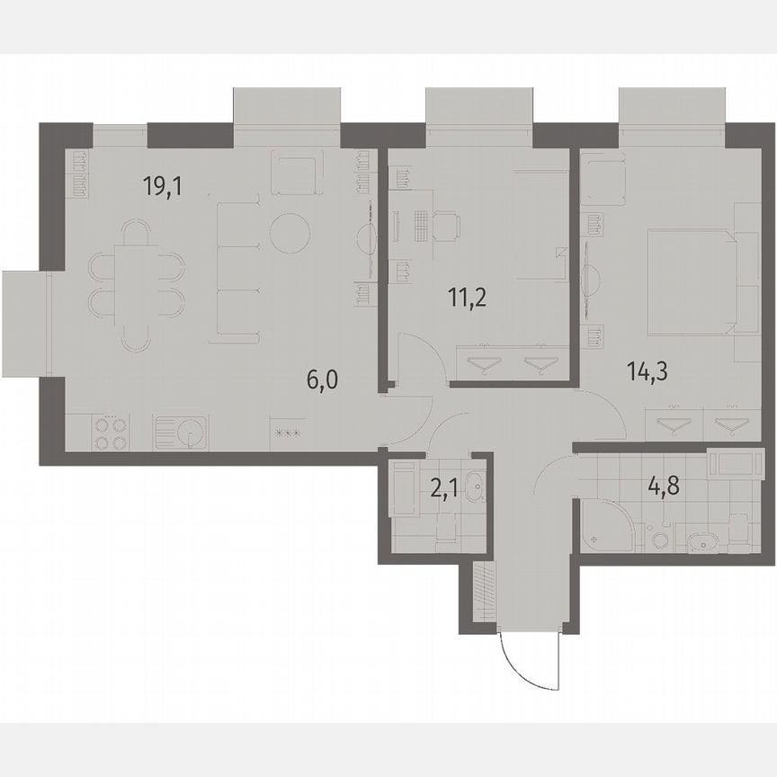 1-к. квартира, 64,9 м², 6/12 эт.